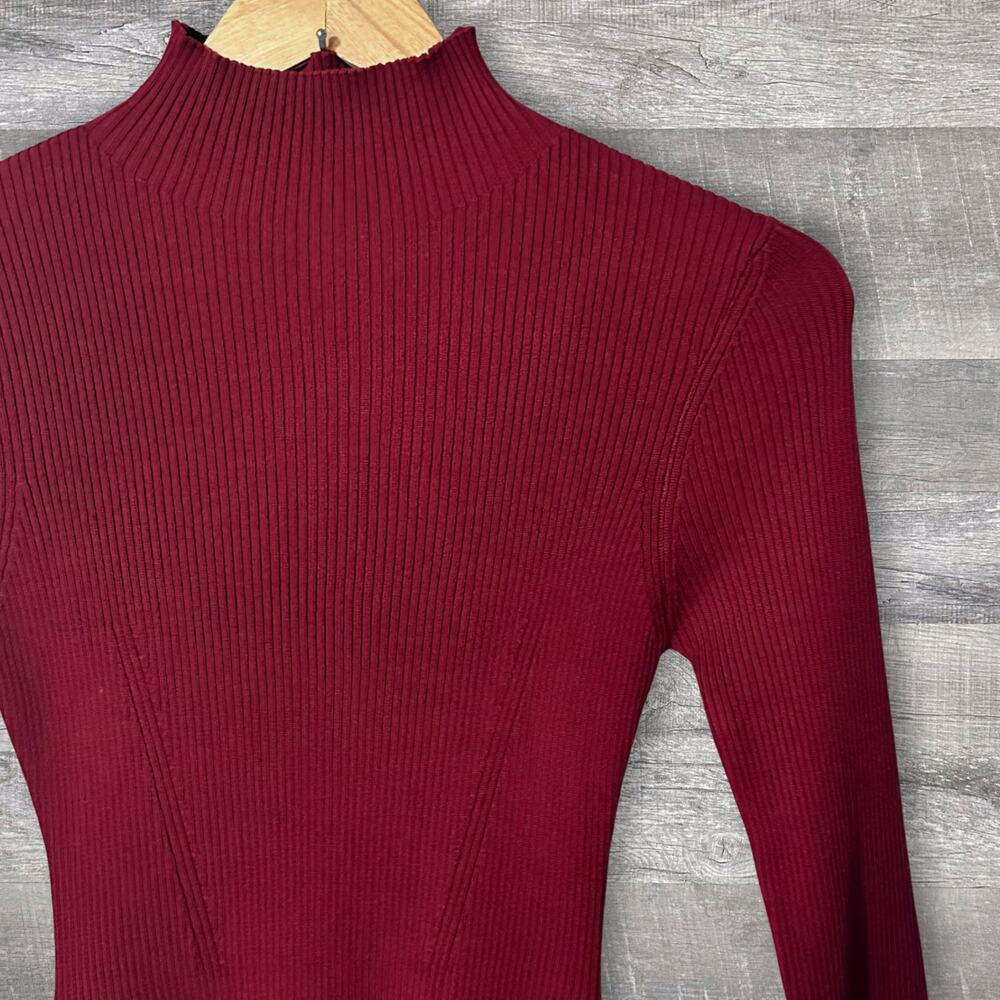 Blu Pepper Mock Neck Fit & Flare Long Sleeve Sweater Dress Juniors M Burgundy - Picture 3 of 8